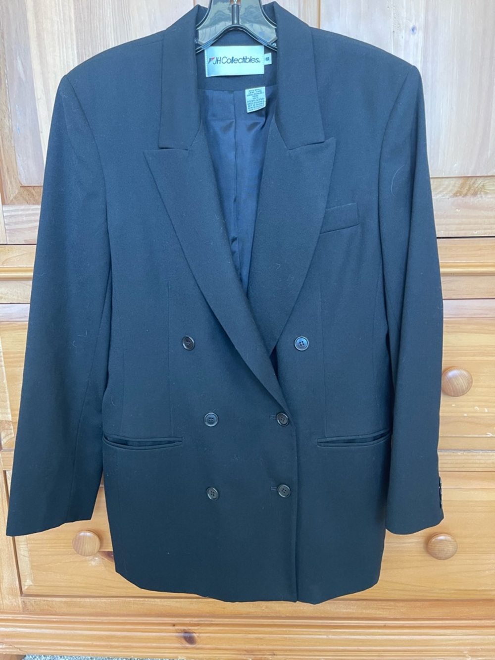JH Collectibles Double-Breasted Black Blazer with Peak Lapels